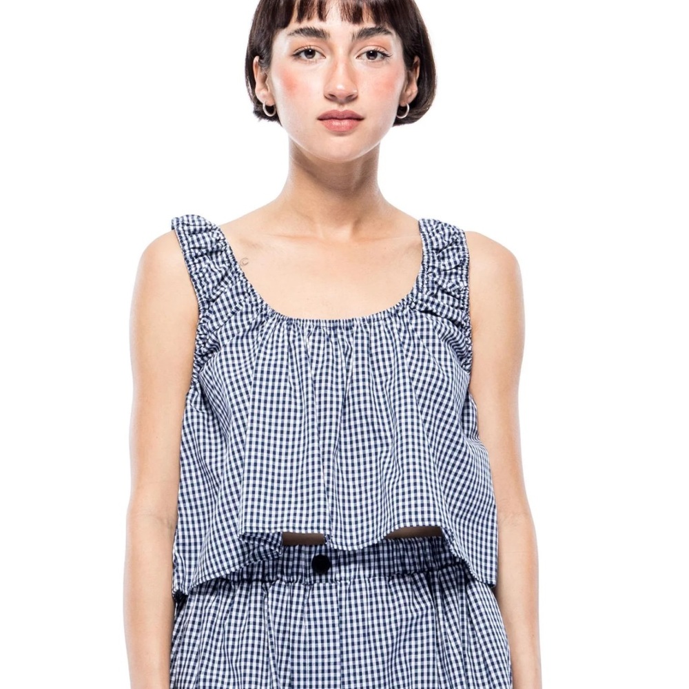 Toit Volant blue and white gingham top XL